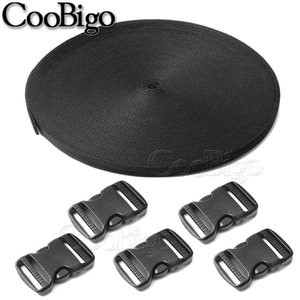 5pcs Side Release Buckle Dual Adjustable + 5 Yards Webbing For Tactical Backpack Pets Collar Strap Belt Parts Accessories #CS023