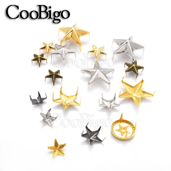 Star shape Rivets Spike Studs 5 claws star Rivets  Spots Nailhead Punk Rock DIY Leather Craft Clothing Bag Parts 9mm~21mm #GZ019