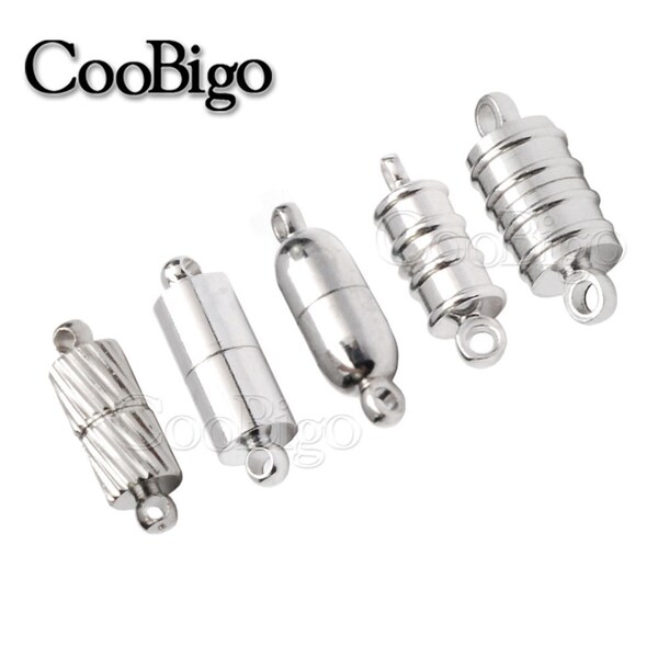 High Quality Strong Copper Magnetic Clasps Necklace Bracelet Chain Leather Cord Ends Caps Rhodium Plated Connector Button Hooks