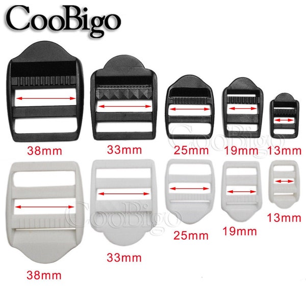 Plastic Black & White Ladder Lock Slider Buckles For Backpack Straps Bag Garment Pets Collar Webbing Parts Accessories #FLC055