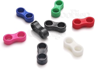 Assorted Colors Plastic Ball Cord Lock Toggles Clip Plastic Stopper Two Holes for 4mm Cord Connector Piece #FLS048(Mix-s)