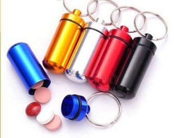 Metal Portable WaterProof Mini Aluminum Keychain Tablet Storage Box EDC Emergency Survival Bottle Case Holder Kits #FLQ207-C(Mix-s)