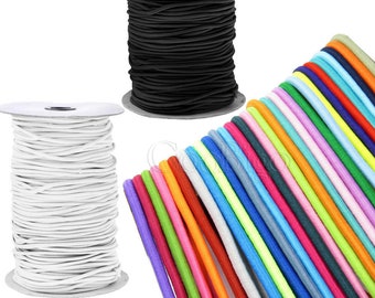 3mm Elastic Round Cord Stretch Rubber Rope Bungee Shock Cord Single core for Shoelaces DIY Bracelet Sewing Craft Accessory #S0079-3C(Mix-s)