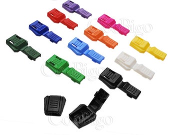 Colourful Cord Lock Ends Clip Zipper Puller Paracord Cord Tether Tip Lock Plastic Outdoor Backpack Bag Parts Accessories #FLS022(Mix-s)