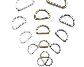 3/8" ~ 1" Metal Dee Ring D Shape Key Chain Buckle Webbing Backpack Bag Leathercraft Strap Pets Collar DIY Sewing Craft Parts Accessories