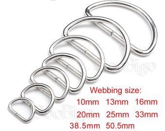 3/8" ~ 2" Metal Dee Shape D Ring Buckle Key chain Webbing Backpack Bag Shoes Parts Leather Craft Strap Pets Collar DIY Sewing Accessories