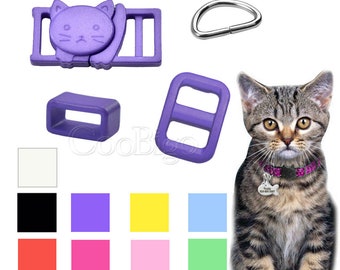 3/8&quot; Cat-Head Safty Breakaway Buckles Tri-Glide Adjust Slider Buckles Belt Loop D Ring for DIY Dog Cat Collars Accessory