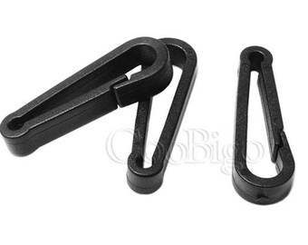 Plastic Black Gloves Hooks Buckles Hardware Safety Snap Hook Used For Shower Curtains Backpack Bag Parts Accessories #FLC078A