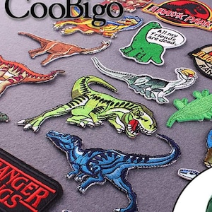 Jurassic Dinosaur Badge Embroidered Patch Iron Applique Sew On Clothes Animal Emblems for Clothing Backpacks Kids Child DIY Sewing Craft