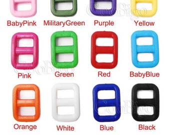 Plastic 3/8" Colorful Slider Tri-Glide Adjust Buckles Backpack Cat Dog Collar Strap Webbing Bag Accessories #FLC096(Mix-s)