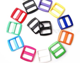 3/4"(20mm) Colorful Plastic Curved Tri Glide Slider Ajuster Buckles Wider Style Backpack Straps Webbing Bags Parts #FLC060-C2(Mix-s)