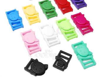 3/8" Colorful Cat-Head Safty Breakaway Buckles For Garment Backpack Luggage Pet Collar Strap Accessories #FLC124(Mix-s)