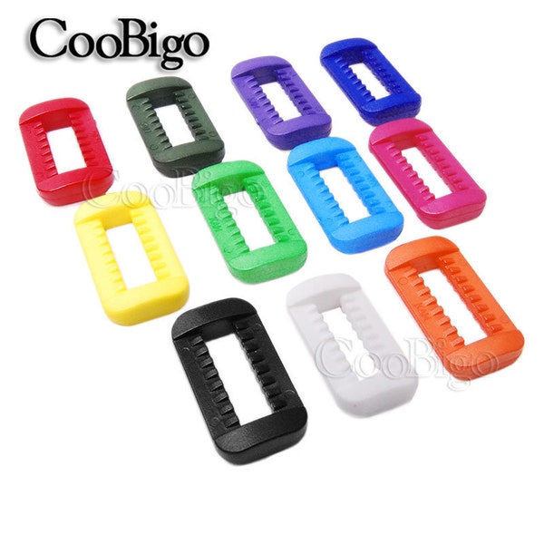 Plastique Coloré 3/4"(20mm) Looploc Rectangular Rings Slider Boucle Backpack Strap Belt Webbing Bag Pièces Accessoires #FLC441-20C (Mix-s)