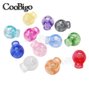 100x Assorted Color Plastic Cord Lock Bean Ball Stopper Toggle Rope Ends Clip Transparent Shoelace Bag Backpack Accessory#FLS002-TS(Mix-s)