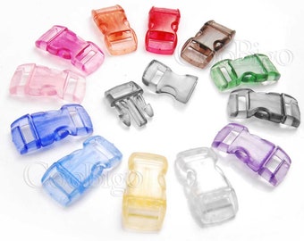 Muticolor 3/8" Curved Release Buckles Paracord Bracelet Jelly Clear Frost Transparent Dog Pets Collar Webbing Parts Accessories #FLC003-T