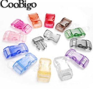 Muticolor 3/8&quot; Curved Release Buckles Paracord Bracelet Jelly Clear Frost Transparent Dog Pets Collar Webbing Parts Accessories #FLC003-T