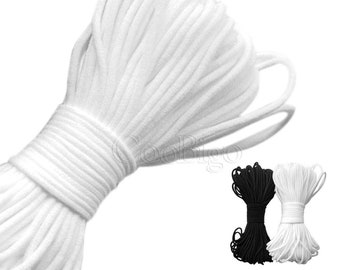 3mm - 5mm elastic cord  Band Earloop Hanging Rope For DIY Face Mask Lanyard 1/8&quot; Round 1/4&quot; Flat Soft Stretch Cord Tie