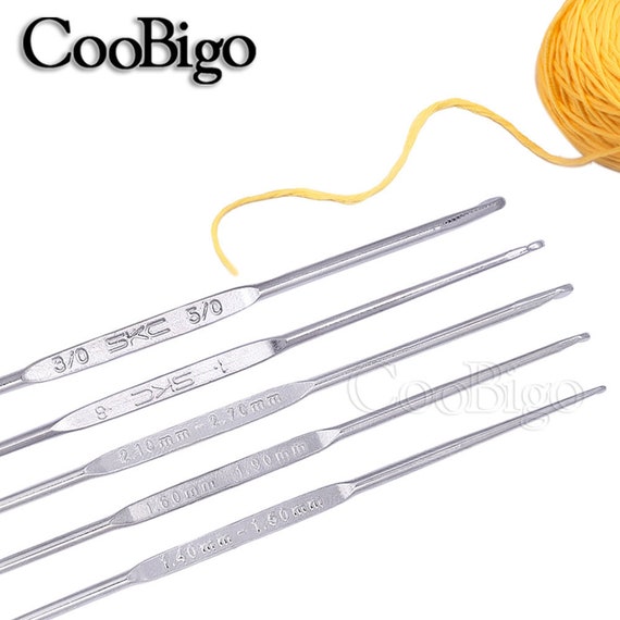 Looen Small Size Silver Crochet Hooks Sizes 0.6-1.9mm Metal Knitting  Needles For Yarn Weave