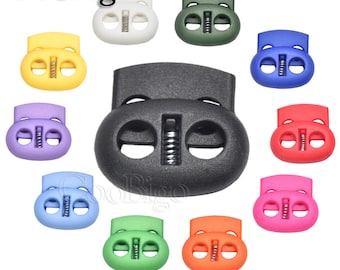 Assorted Colors Plastic Cord Lock Stopper 5mm Hole Bean Toggle Clip Clamp for DIY Face Mask Lanyard Garment Accessories #FLS003-C(Mix-s)