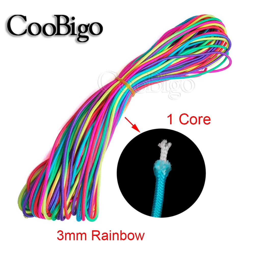 1x Dia.3mm Rainbow Paracord 1 Core Rope Parachute Cord DIY Bracelet Outdoor  Camping Backpack Survival Accessories 3M,6M,15M,31M,100MS0067 