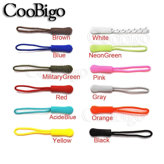 10PCS Zipper Pulls Cord Rope Ends Lock Zip Clip Buckle for Clothing Bags YJ 