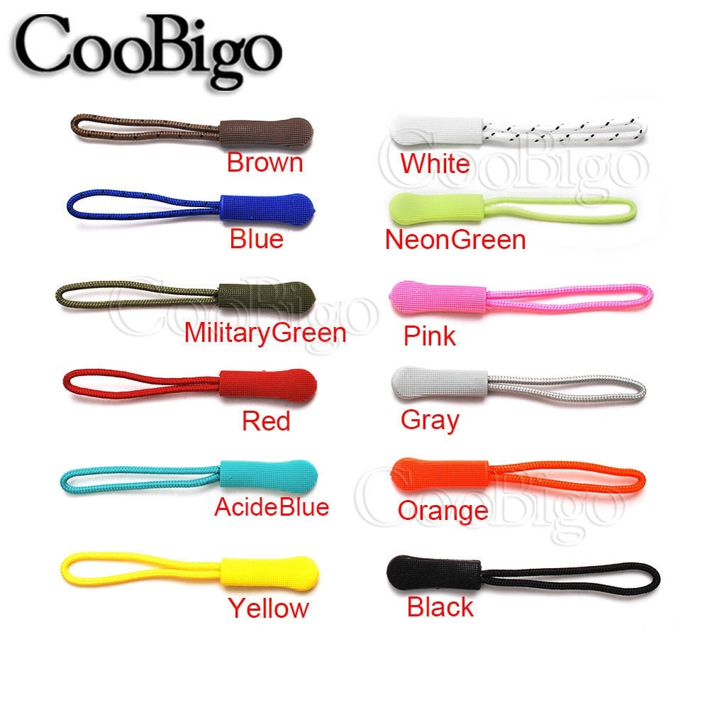 Bag Zipper Packing Rope Colorful Zipper Pulls Cord Rope Ends Lock Zip Clip Buckle for Outdoor ...