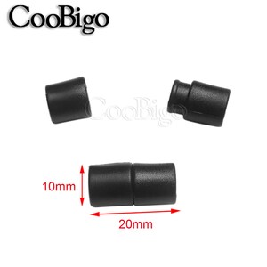 May include: Three black plastic cord end stoppers. The stoppers are 10mm in diameter and 20mm in length.