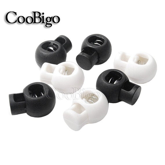 Plastic Black / White Ball Round Cord Lock Spring Stop Toggle | Etsy