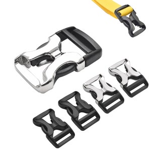 100X Release Buckle Half Metal&Plastic Side Release Buckles For BackPack Strap Chest Band DIY Paracord Bracelet Hardware Parts #FLC573-B/BS