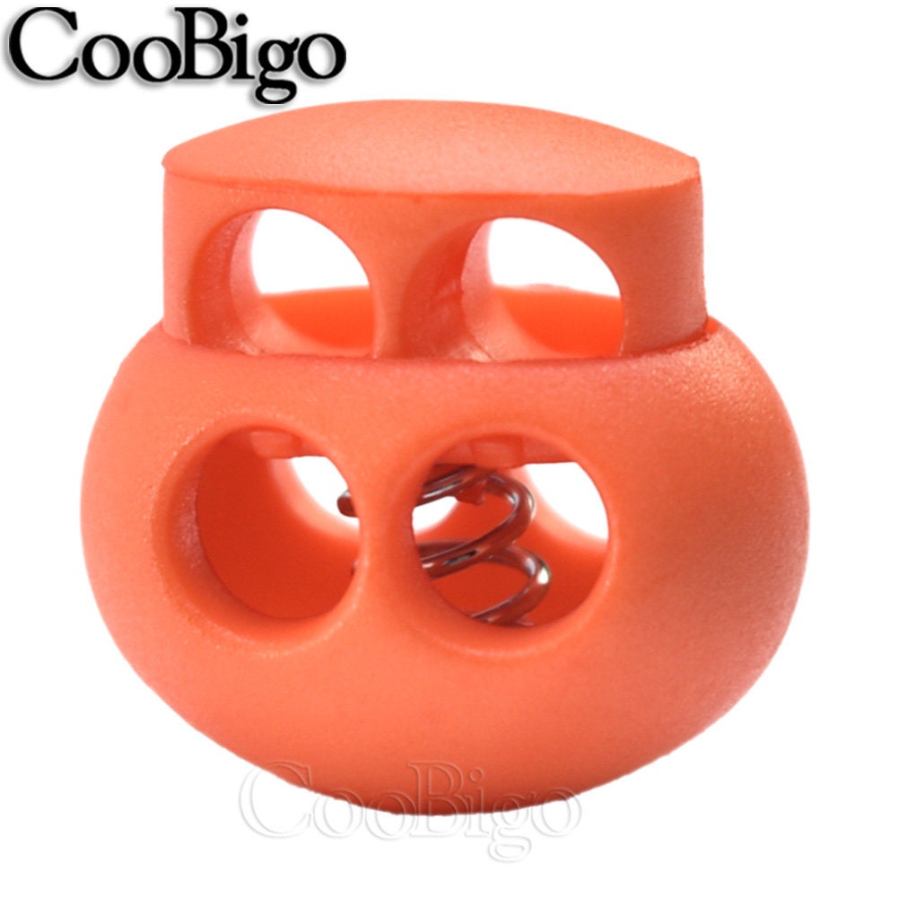 100x Plastic Cord Lock Spring Clasp Stoppers Rope Ends Toggles Clip Apparel  Bungee Cord Accessories Garment Push Lock FLS061-B 