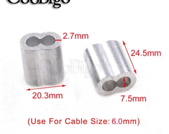 100 Pcs Aluminum Sleeves Clips, Aluminium Double Ferrules Crimping Loop - View #6