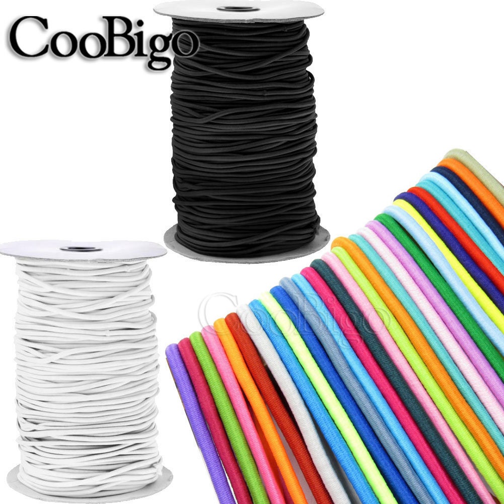 2MM Nylon Coated Round Elastic Cord Stretch Stretchable Beading Mala Craft  String 20 Yards 