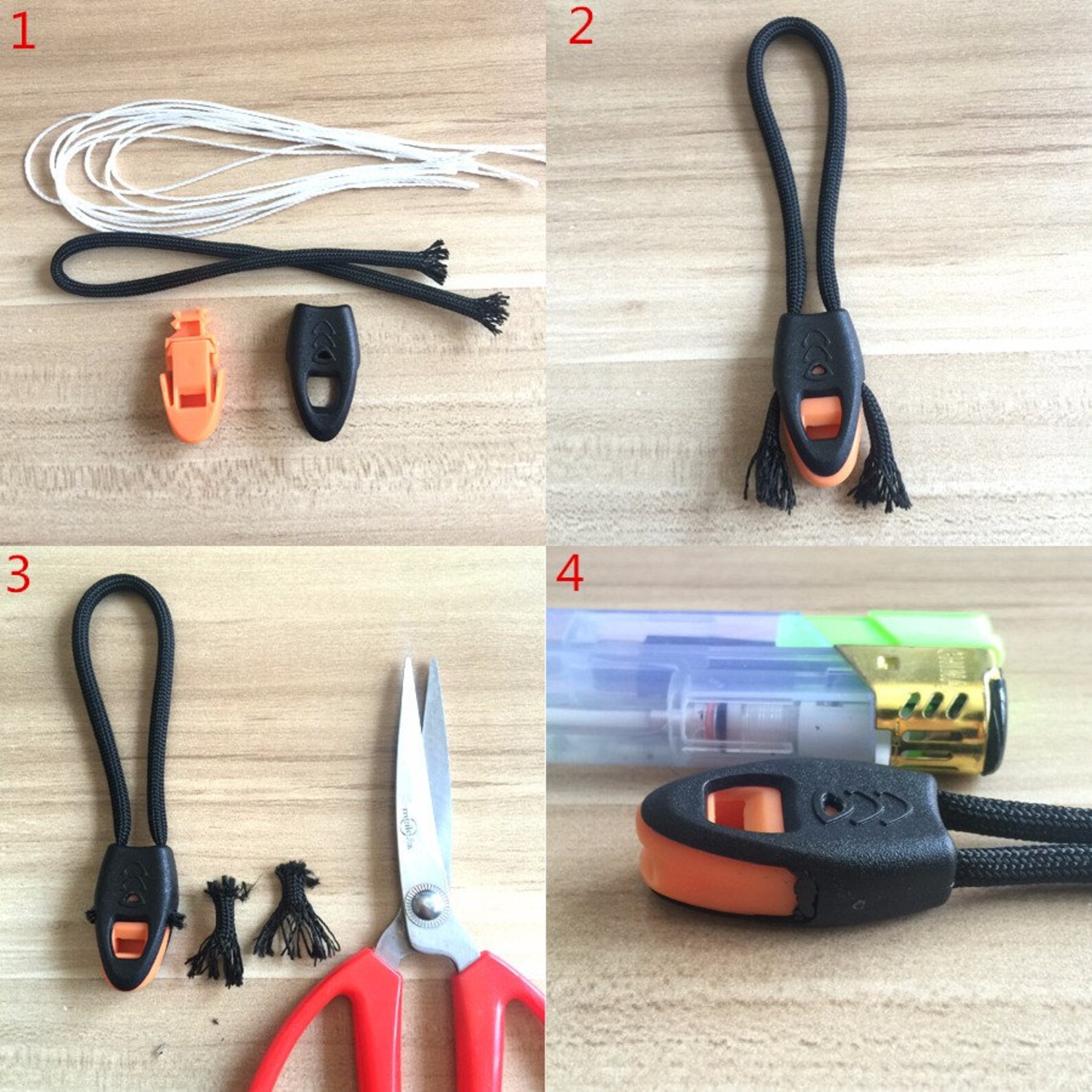 Emergency Whistle Orange Zipper Pull Cord Ends Lock for Etsy