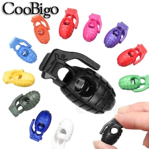 Multi-Color Plastic Hand Grenade Cord Lock Spring Rope Stopper Clamp Paracord Boot Shoelace Outdoor Backpack Kits#FLS026(Mix-s)
