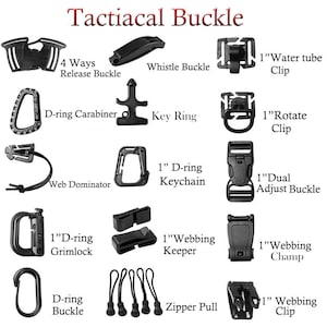 Assorted Buckles Grimloc Web Dominator Tactical Backpack Carabiner Webbing Pipe Clips Outdoor Travel Paracord Bracelet