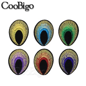 Peacock Eye Feather Embroidered Iron On Patches Cloth Motif Applique Garment Deco DIY Sewing Craft