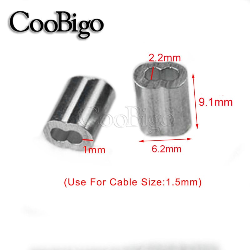 100 Pcs Aluminum Crimping Loop Sleeve Clips, Aluminum Sleeves Clip