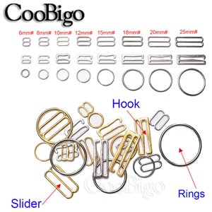 6mm25mm Metal Lingerie Bra Strap Ring Sliders Ajusteur Bikini Hook Pour Lingerie Ajustement Corset Jarretière BRICOLAGE Accessoires image 2