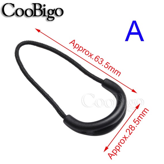 9 Style Black Zipper Pulls Cord Ends Strap Lariat for Hiking