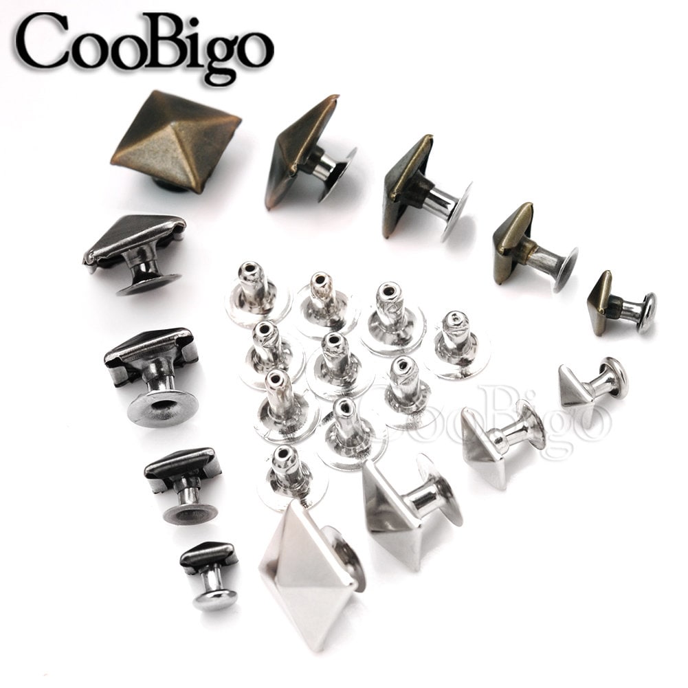 Metal Diamond Rivet Stud Spike Punk Rock Rivet Set for Leather DIY Craft Bag Belt Cap Garment Shoes Bracelet Accessories 6mm 8mm 10mm 12mm
