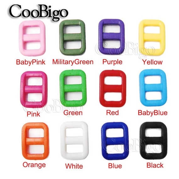 Plastic 3/8" Colorful Slider Tri-Glide Adjust Buckles Backpack Cat Dog Collar Strap Webbing Bag Accessories #FLC096(Mix-s)