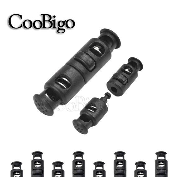 10 Pcs/Pack Cord Lock Toggle Clip Stopper Plastic Black For Bags/Garments