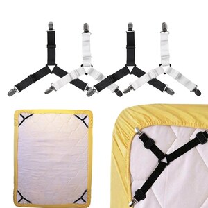 4PCS Bed Sheet Straps Adjustable Fitted Sheet Cover Clips Anti-Slip Bed  Fastener Suspenders Elastic Bed Holder Accesssories