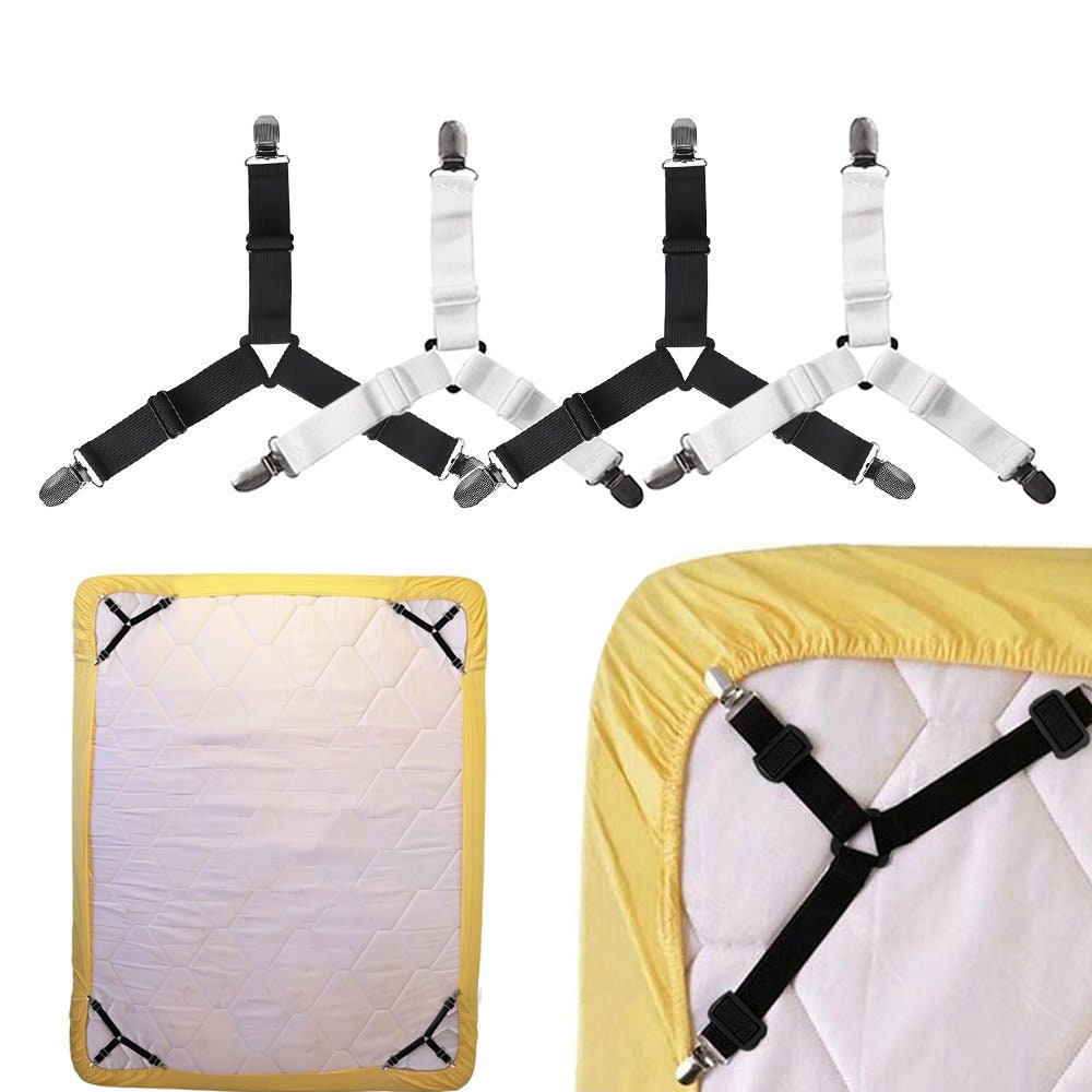 Bed Sheet Fasteners Clips Adjustable Triangle Elastic Suspenders Gripper Holder  Straps Sheet Clip for Bed Sheets Mattress Covers - AliExpress