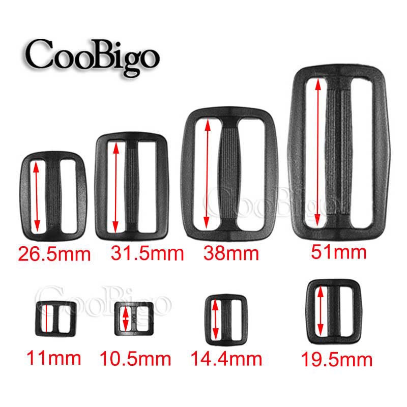 10pcs Curve Tri-Glide Slider Sliplock Buckle Adjustable Plastic Black for  Bag Straps Webbing Size 20mm