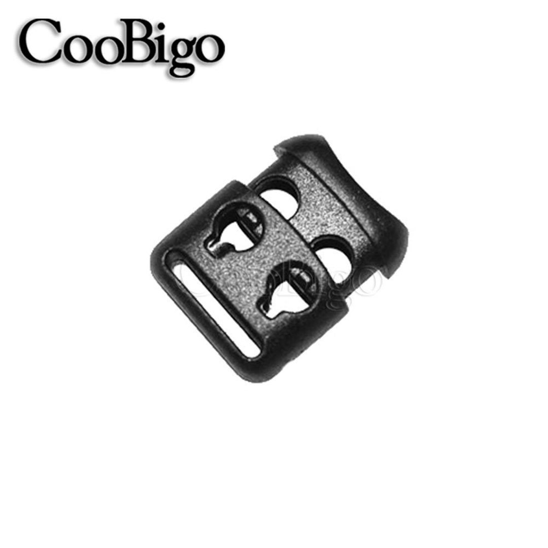 100x Plastic Cord Lock Spring Clasp Stoppers Rope Ends Toggles Clip Apparel  Bungee Cord Accessories Garment Push Lock FLS061-B 