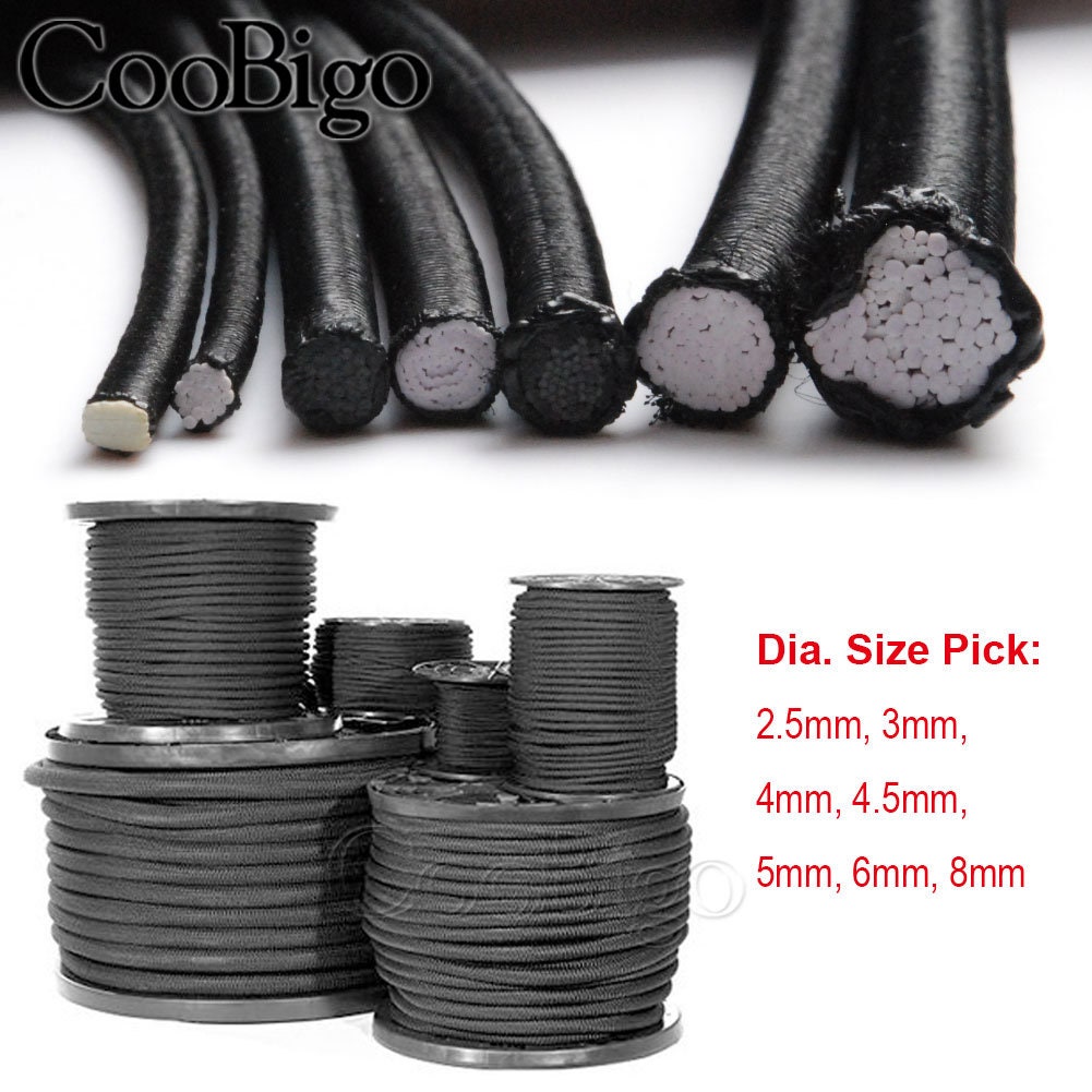 BLACK ELASTIC BUNGEE ROPE SHOCK CORD TIE DOWN ALL SIZES 3mm 5mm 6mm & 8mm