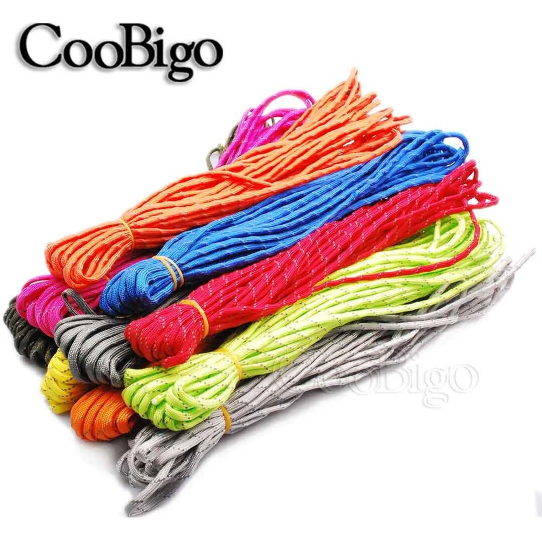 50FT Reflective Parachute 550 Cord Rope 7 Core Strand Paracord Bracelet ...