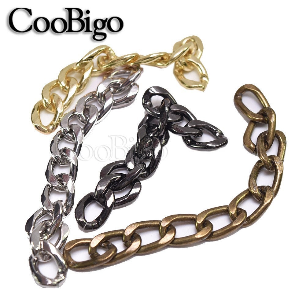 Metal 2.4NK Flat Replacement Chain 9mm Width*1 Meter Length For Garment Handbag Women Shoulder Strap Bag Parts Accessories