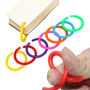 Anéis de folhas soltas de plástico colorido fichário diy livro anel scrapbook álbum # FLC575-28C (mix-s)